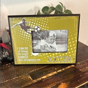 Soccer Theme 8X10 Wooden Photo Frame with
4X6 Window NWT Includes Box